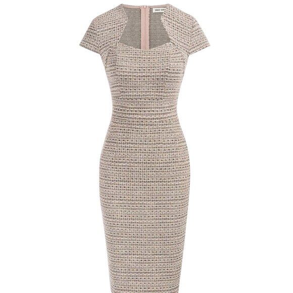 Grace Karin Dresses & Skirts - Grace Karin Womens Tweed Cap Sleeve Sheath Dress Back Zipper & Lining size XL